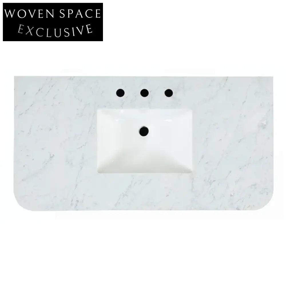 Modern Floor-Mounted Bathroom Vanity with Carrara Marble Top & Solid Wood Drawers