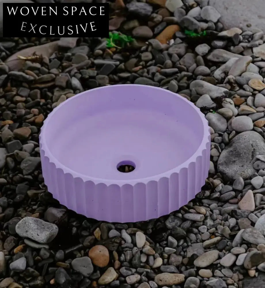 Modern Fluted Countertop Artificial Stone Bathroom Basin - Round Vessel Sink