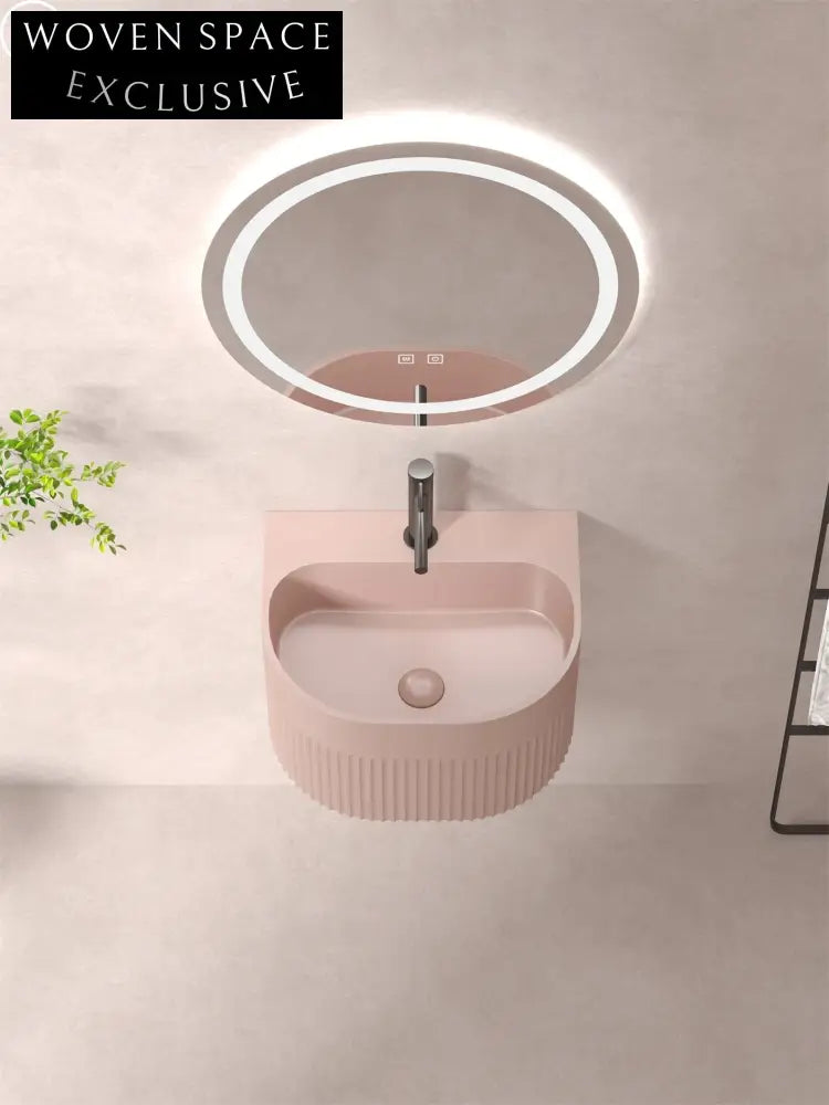 Modern Fluted Wall-Mounted Artificial Stone Bathroom Vanity Basin Sink