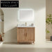 Modern Fluted Wall-Mounted Single Sink Bathroom Vanity Carrara Marble Top