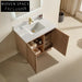 Modern Fluted Wall-Mounted Single Sink Bathroom Vanity Carrara Marble Top