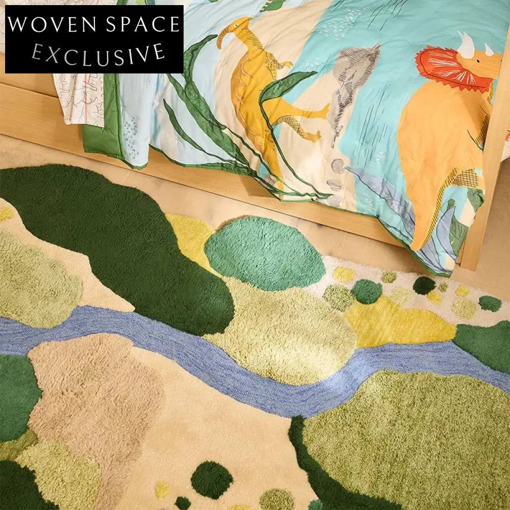 Modern Forest-Themed Irregular Polyester Kids Bedroom Living Room Area Rug