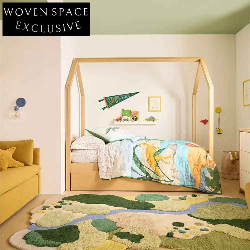 Modern Forest-Themed Irregular Polyester Kids Bedroom Living Room Area Rug