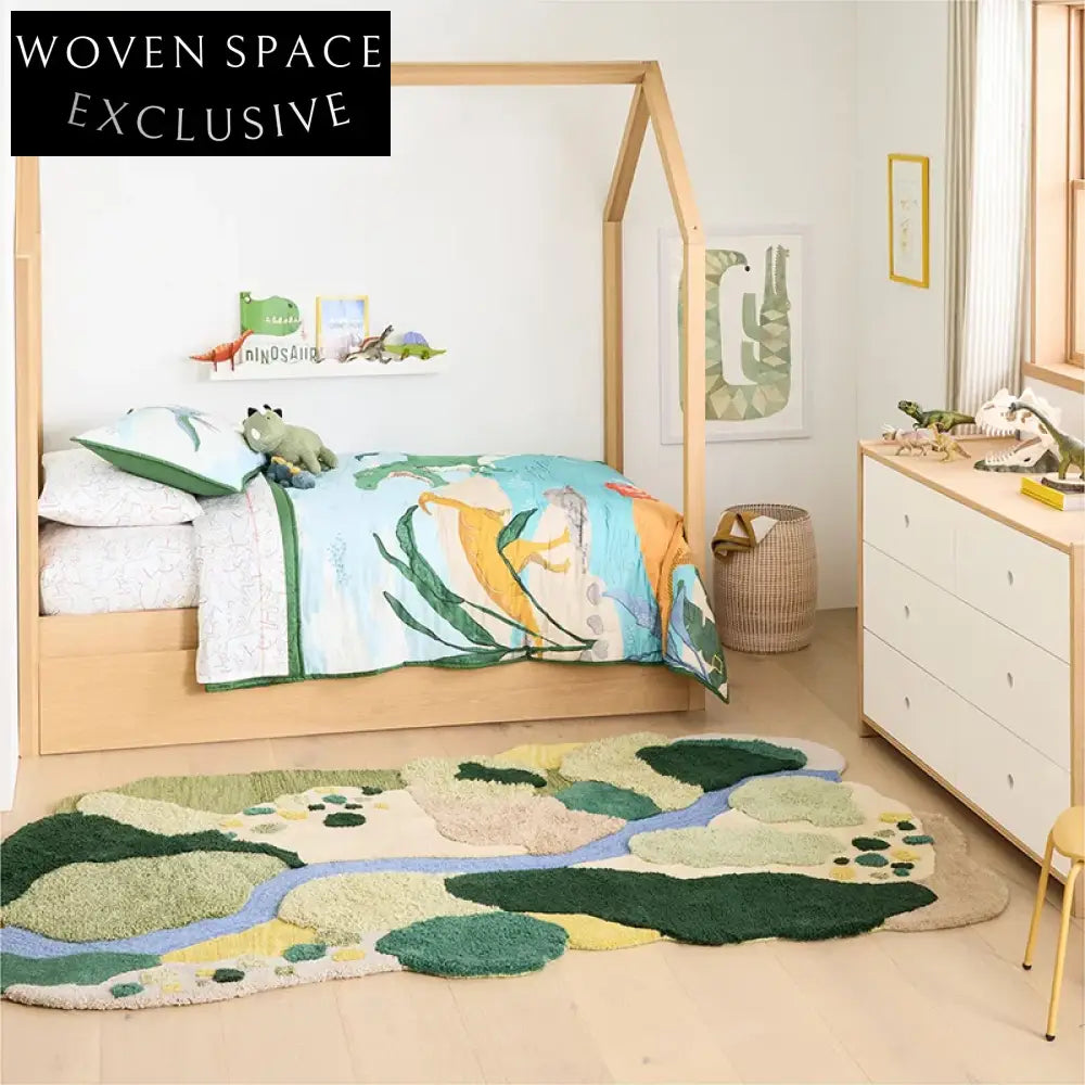 Modern Forest-Themed Irregular Polyester Kids Bedroom Living Room Area Rug