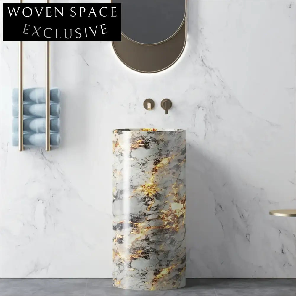 Modern Freestanding Artificial Stone Pedestal Basin for Elegant Bathrooms