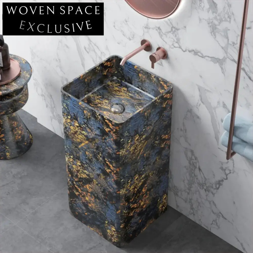 Modern Freestanding Artificial Stone Pedestal Bathroom Sink - Easy Clean Design