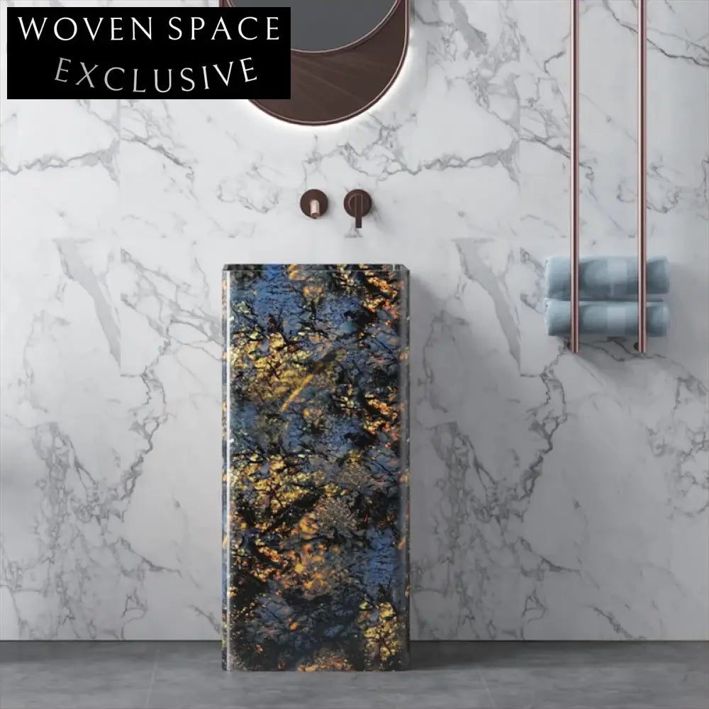 Modern Freestanding Artificial Stone Pedestal Bathroom Sink - Easy Clean Design