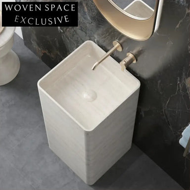 Modern Freestanding Artificial Stone Pedestal Bathroom Sink - Easy Clean Design