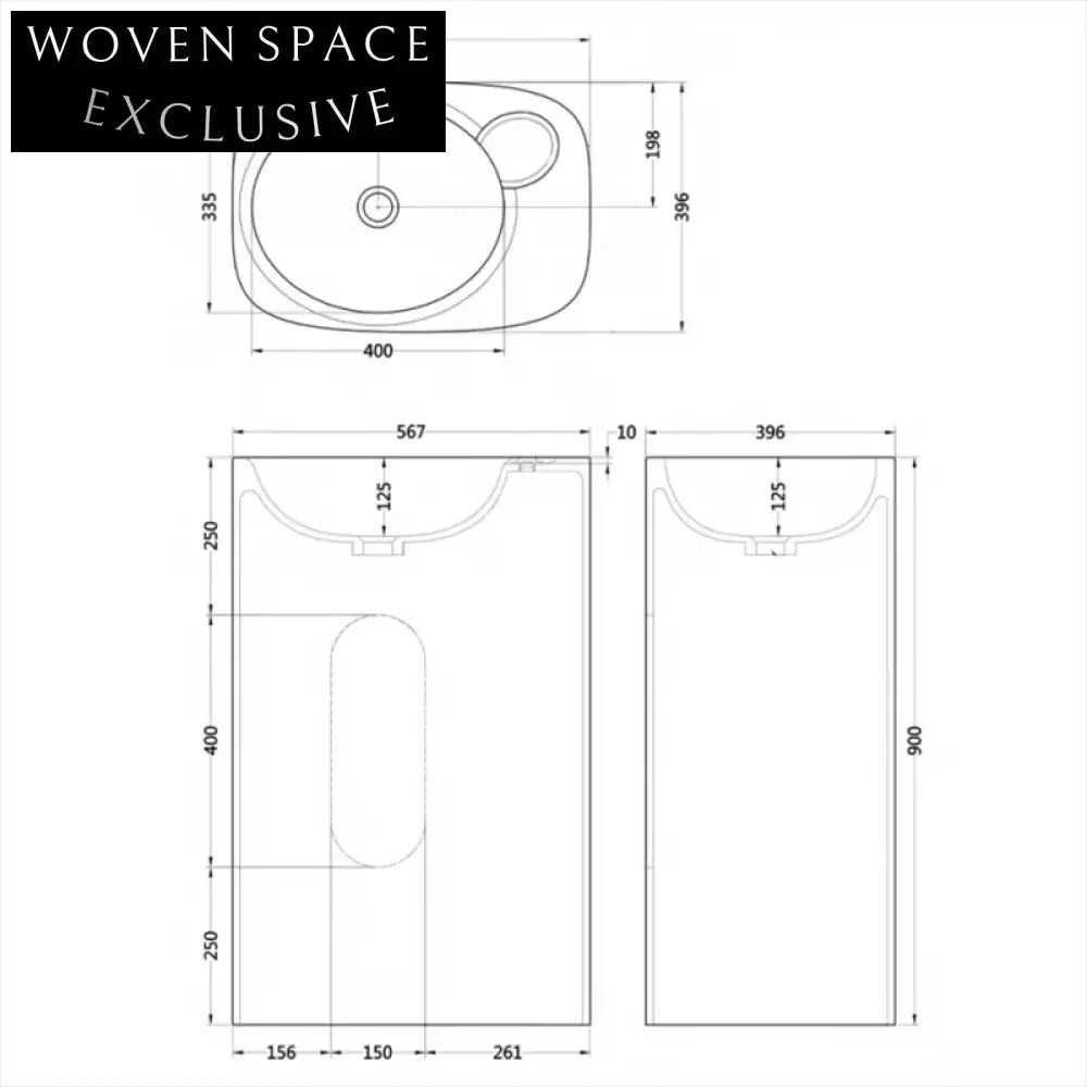 Modern Freestanding Artificial Stone Pedestal Bathroom Sink with Unique Column Design