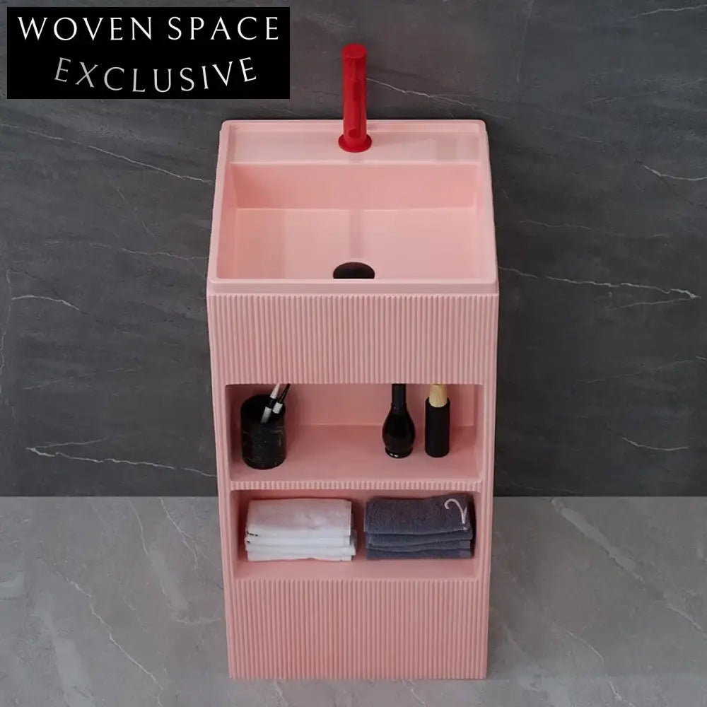 Modern Freestanding Artificial Stone Pedestal Wash Basin for Contemporary Bathrooms