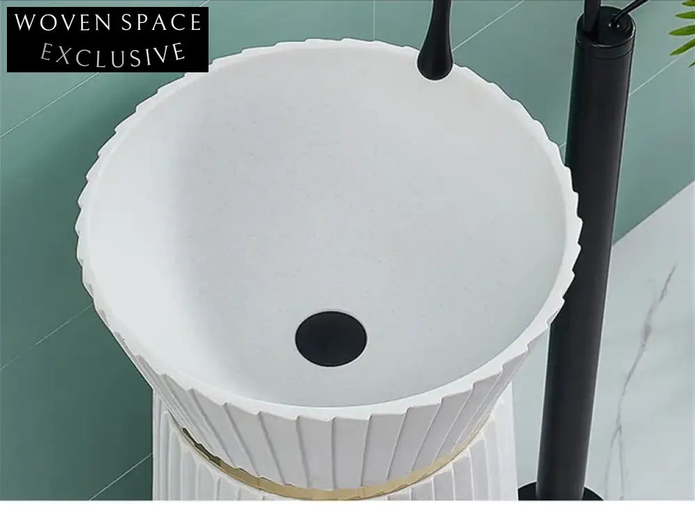 Modern Freestanding Ceramic Pedestal Bathroom Sink - Elegant Wash Basin