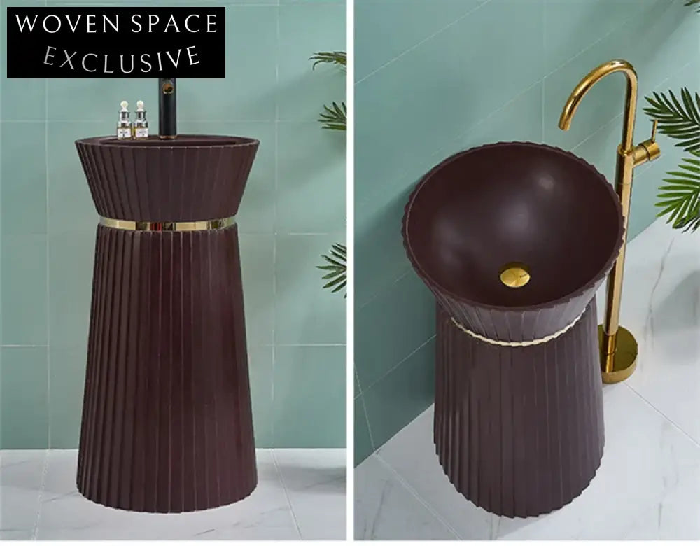 Modern Freestanding Ceramic Pedestal Bathroom Sink - Elegant Wash Basin
