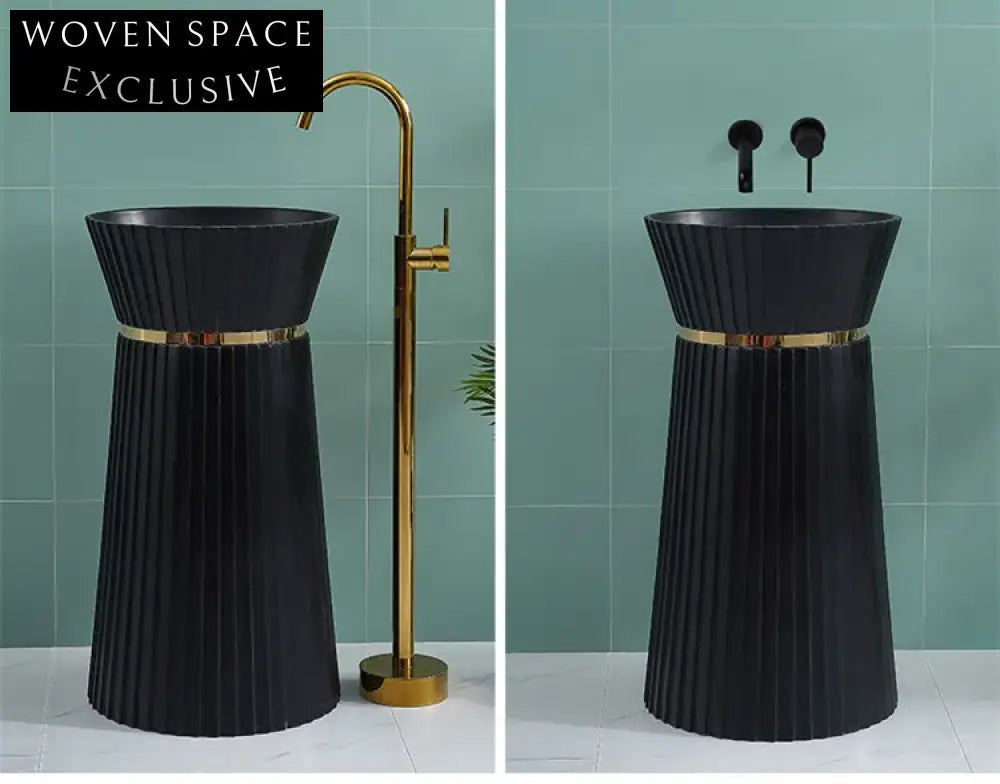 Modern Freestanding Ceramic Pedestal Bathroom Sink - Elegant Wash Basin