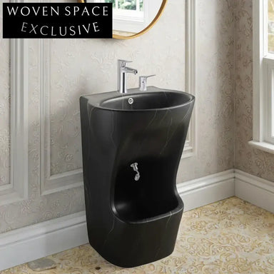 Modern Freestanding Ceramic Wudu Foot Washing Pedestal Sink for Bathrooms