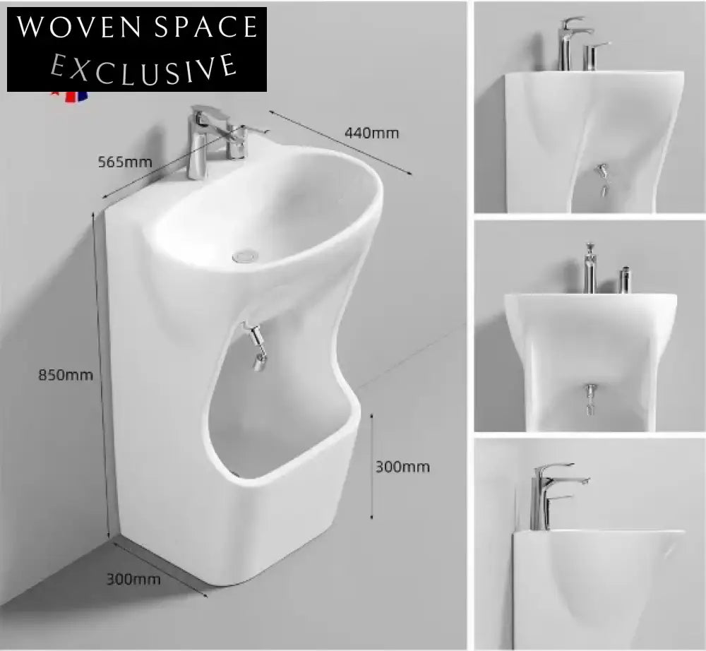 Modern Freestanding Ceramic Wudu Foot Washing Pedestal Sink for Bathrooms