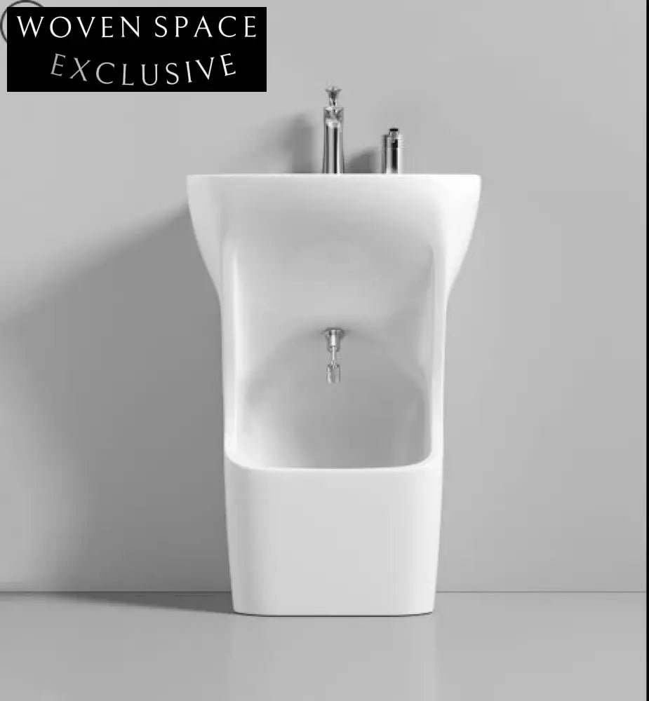 Modern Freestanding Ceramic Wudu Foot Washing Pedestal Sink for Bathrooms