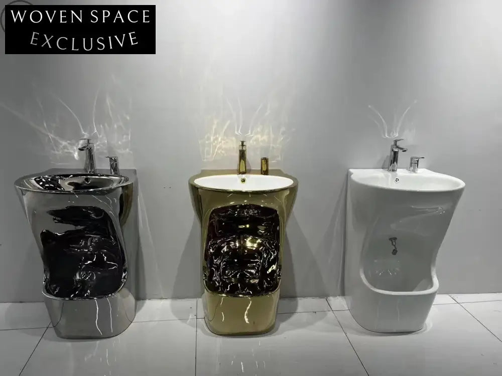 Modern Freestanding Ceramic Wudu Foot Washing Pedestal Sink for Bathrooms