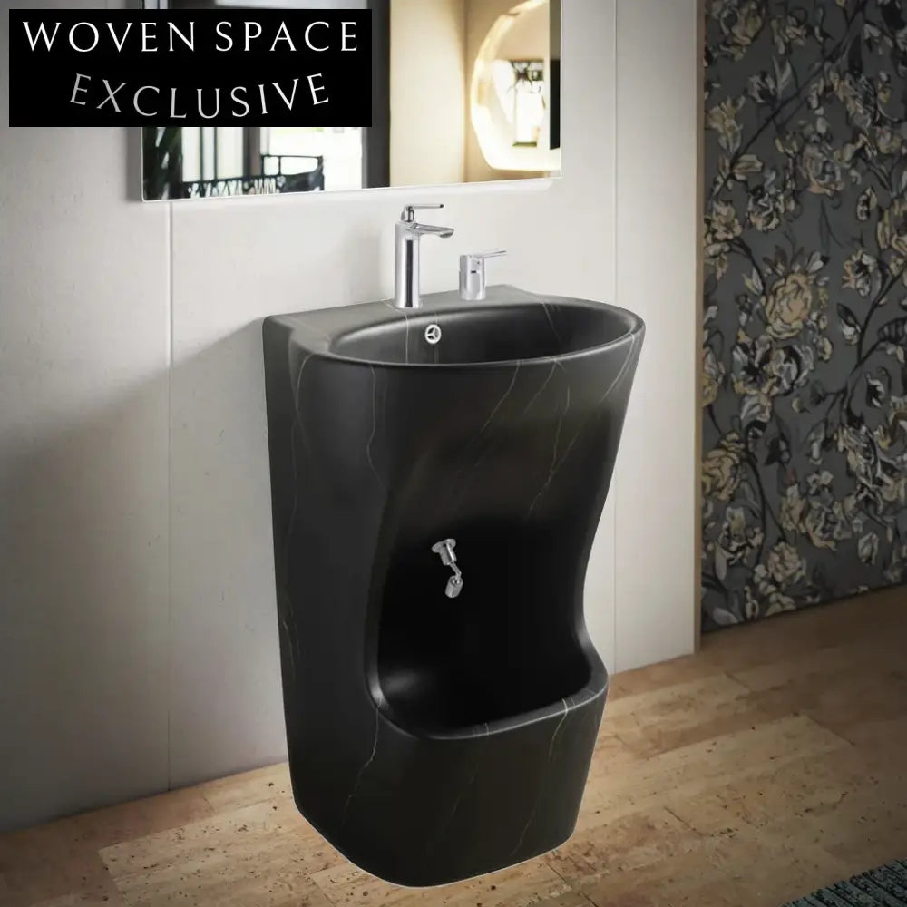 Modern Freestanding Ceramic Wudu Foot Washing Pedestal Sink for Bathrooms