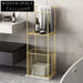 Modern Freestanding Gold Towel Rack with Marble Base and Laundry Basket