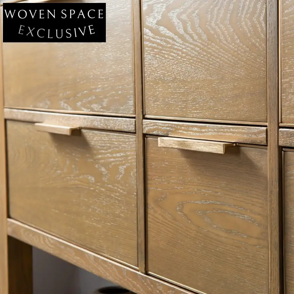 Modern Freestanding Solid Oak Wood Bathroom Storage Vanity Cabinet