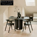 Modern French Black Oak Wood Round Dining Table for Home & Restaurant