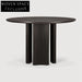 Modern French Black Oak Wood Round Dining Table for Home & Restaurant