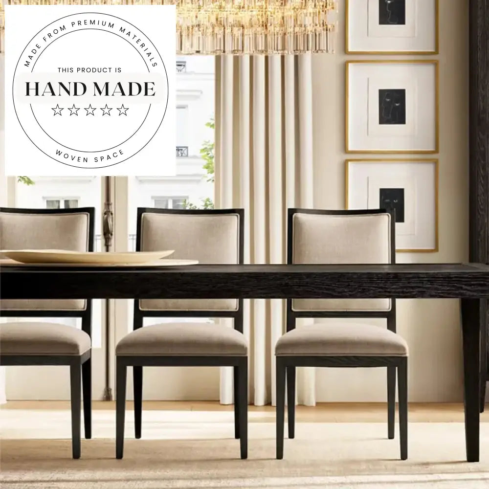 Modern French Classic Square Cloth Upholstered Dining Room Side Chair