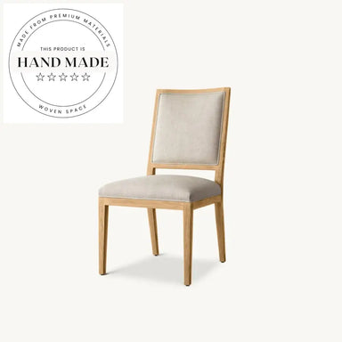 Modern French Classic Square Cloth Upholstered Dining Room Side Chair