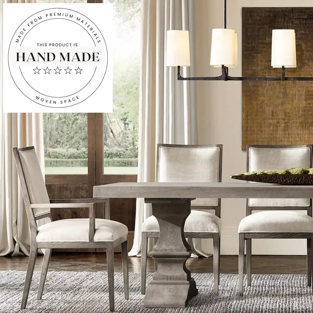 Modern French Classic Square Cloth Upholstered Dining Room Side Chair