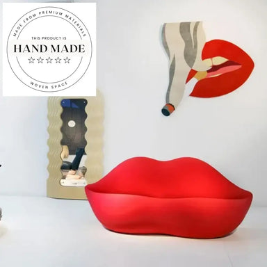 Modern French Flannel Fabric Two-Seater Lip Accent Recliner Sofa