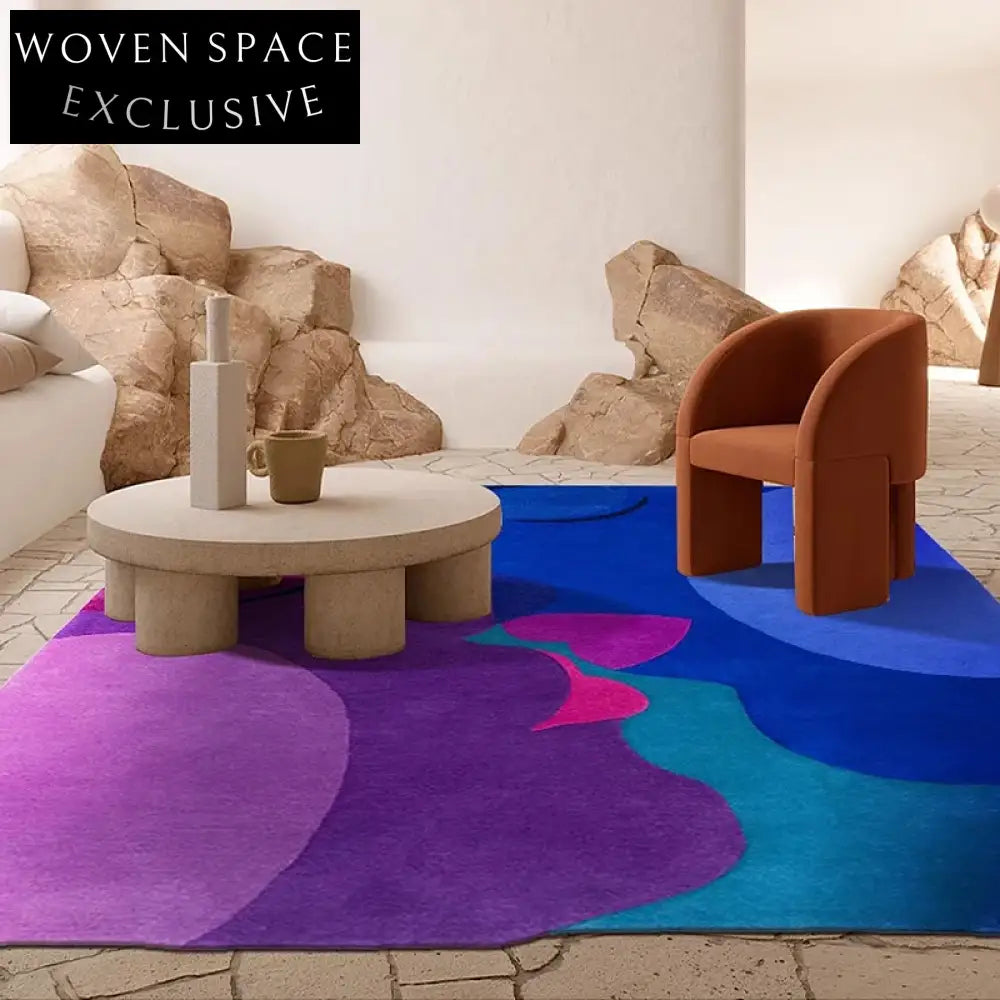 Modern French Light Luxury Handmade Polyester Area Rug for Living Room