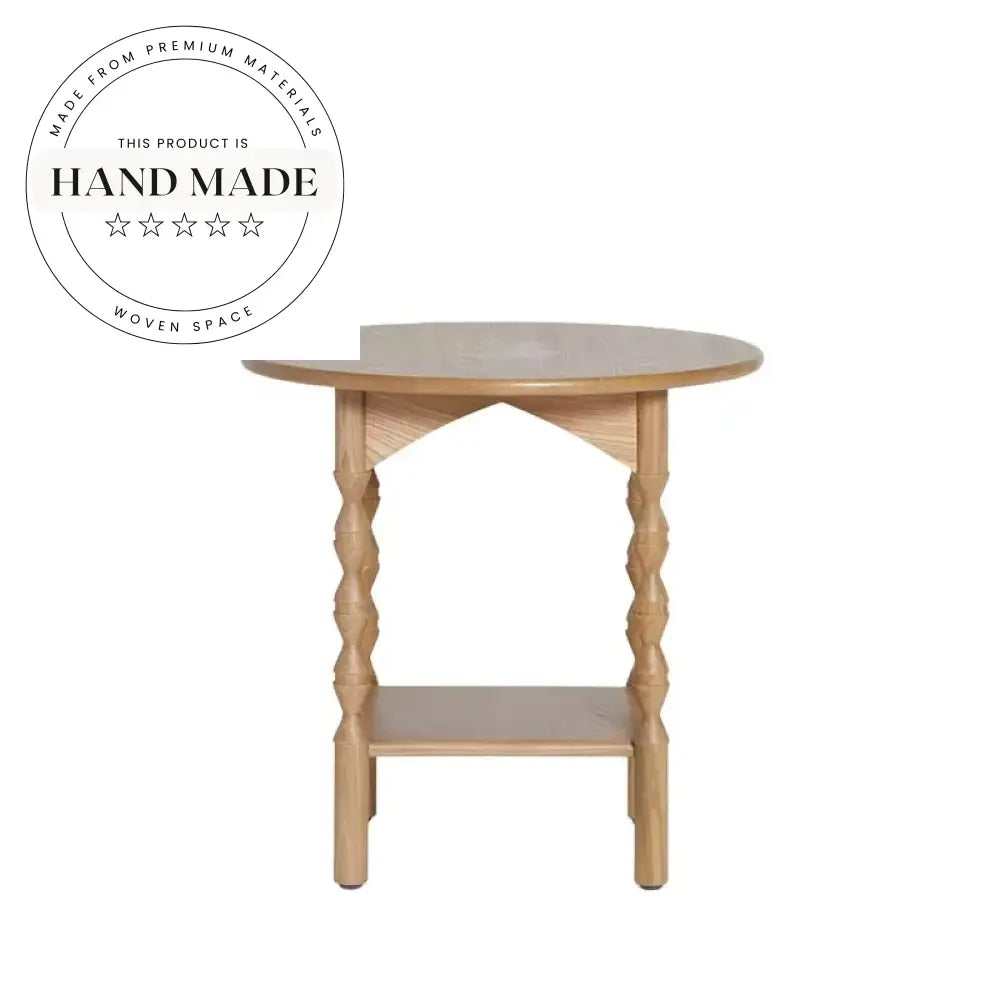 Modern French Retro Solid Wood Round Roman Column Side Table