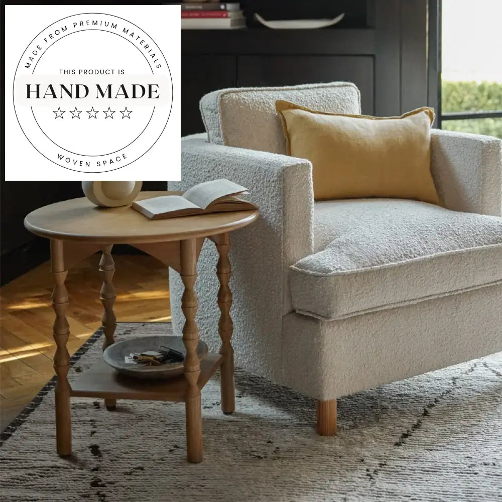 Modern French Retro Solid Wood Round Roman Column Side Table