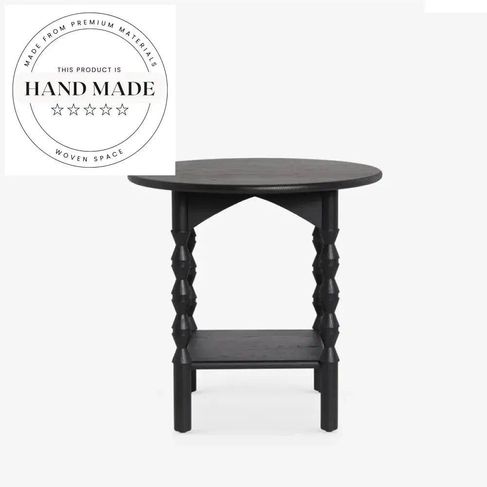 Small Roman Table Modern French Retro Solid Wood Round Roman Column Side Table — Woven Space