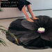 Modern French Style Black Floral Irregular Shape Bedroom Living Room Area Rug