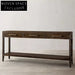 Modern French Style Solid Oak Wood Console Table with 3 Storage Drawers