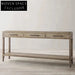 Modern French Style Solid Oak Wood Console Table with 3 Storage Drawers