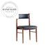 Modern French Vintage Oak Black Leather Upholstered Banquet Dining Chair
