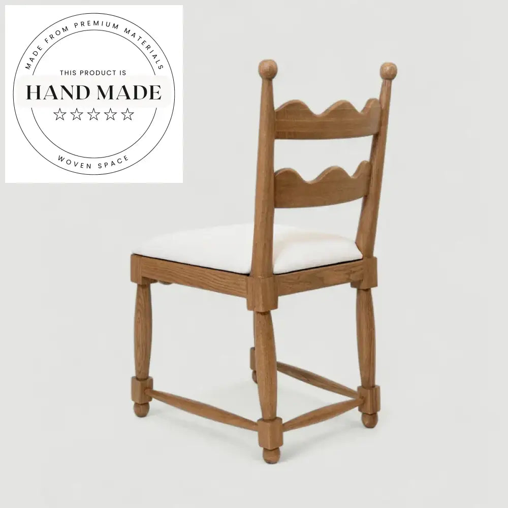 Modern French Vintage Solid Oak Wood High Backrest Dining Chair