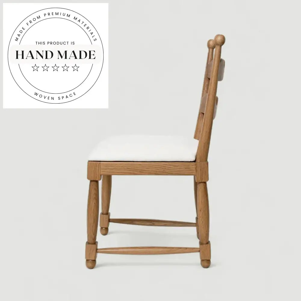 Modern French Vintage Solid Oak Wood High Backrest Dining Chair