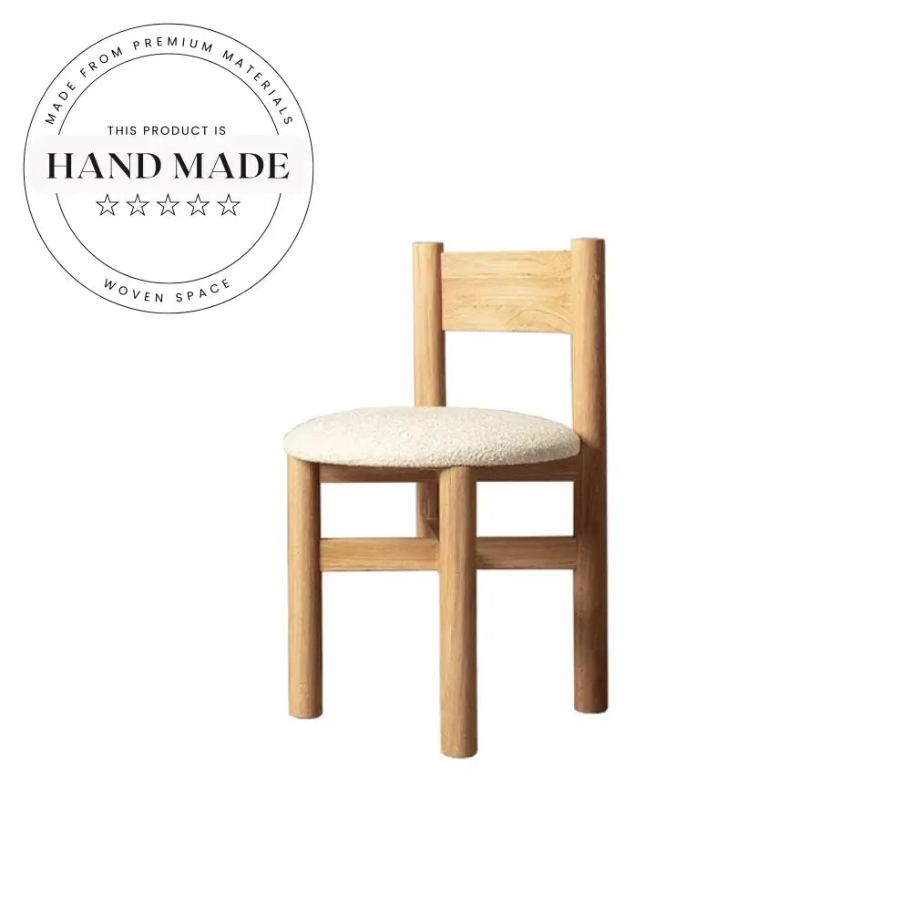 Modern French Vintage Solid Wood Teddy Fabric Dining Chair