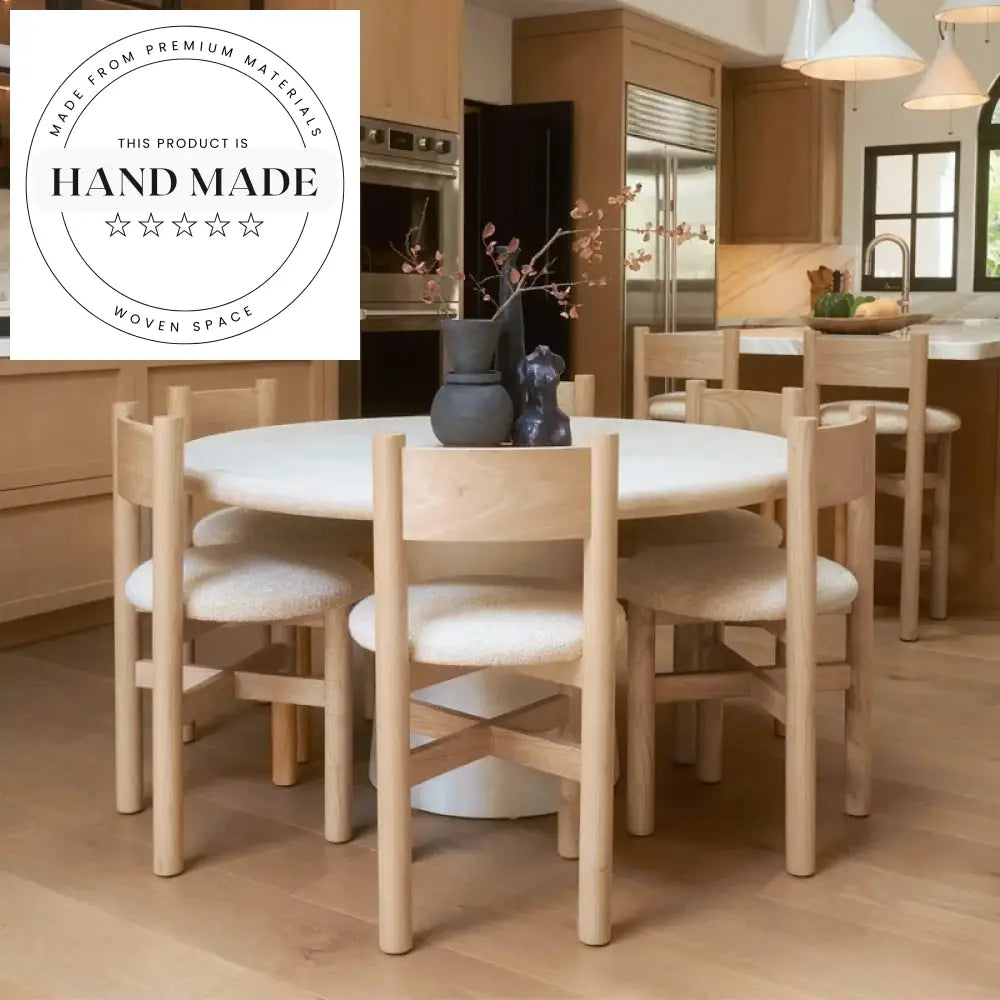 Modern French Vintage Solid Wood Teddy Fabric Dining Chair