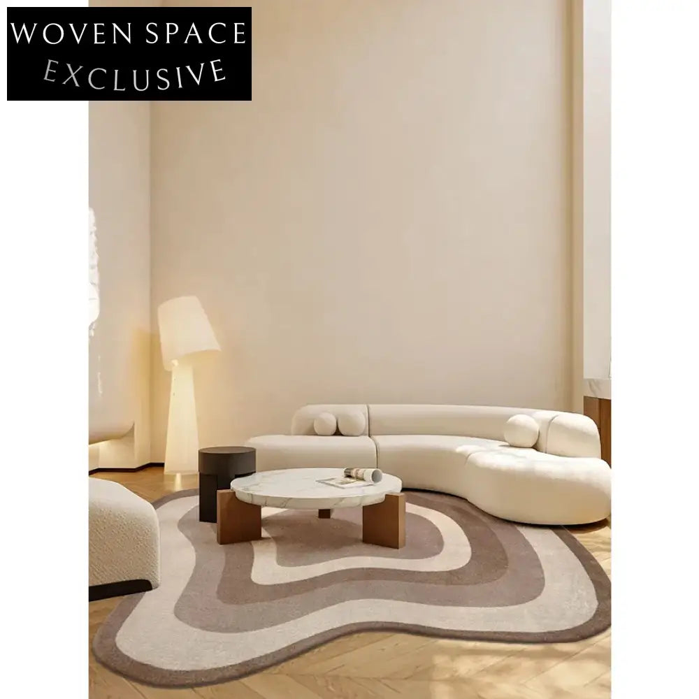 Modern French Vintage Striped Irregular Cream Hand-Tufted Area Rug