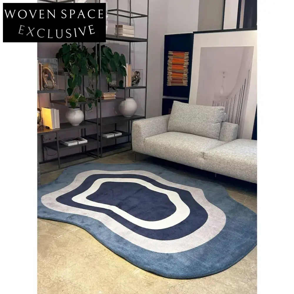 Modern French Vintage Striped Irregular Cream Hand-Tufted Area Rug