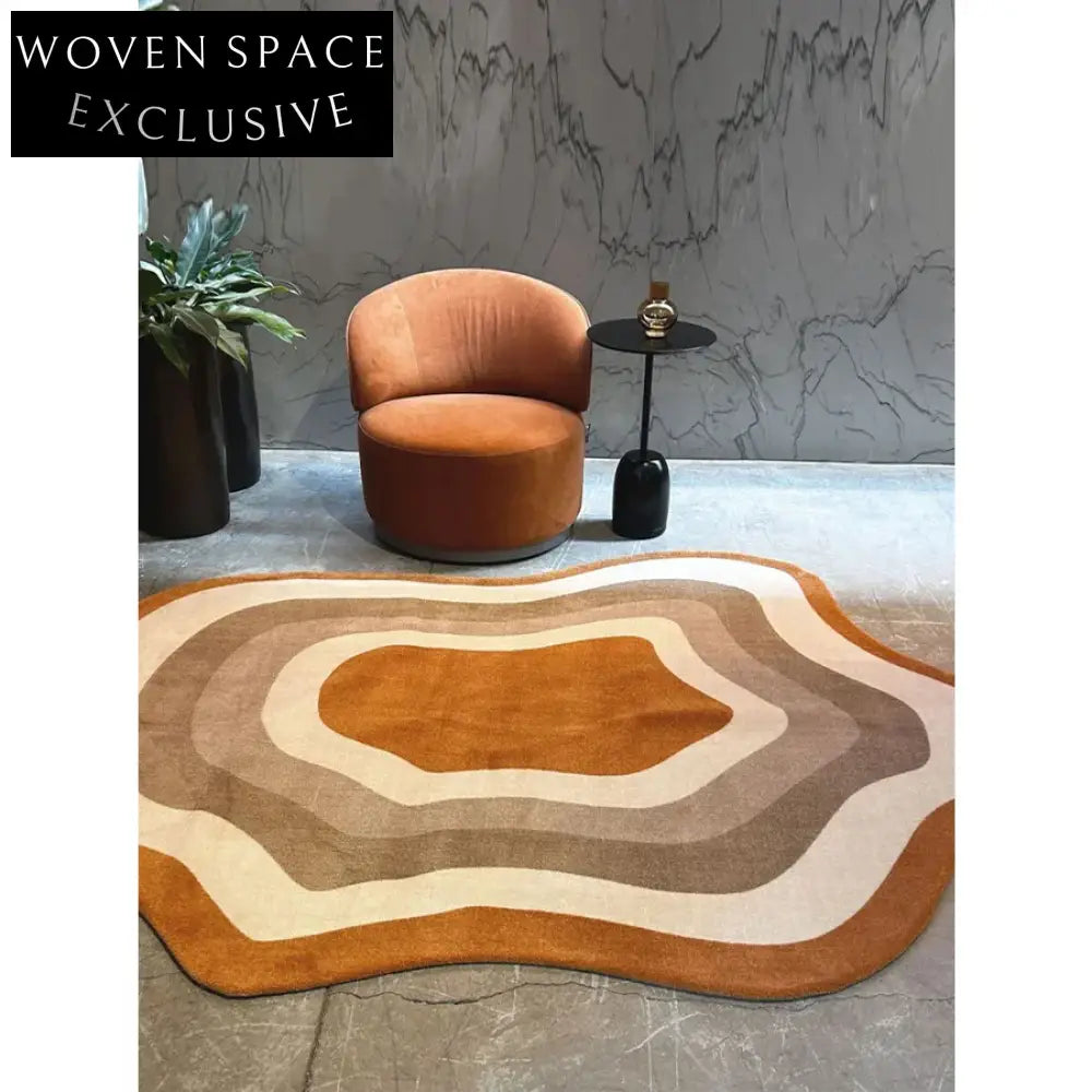 Modern French Vintage Striped Irregular Cream Hand-Tufted Area Rug