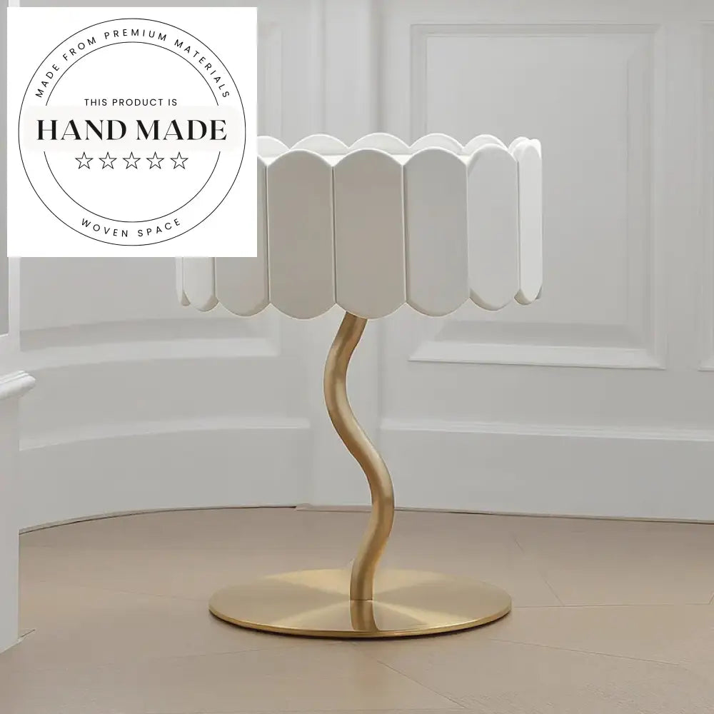 Modern French White Wooden Nightstand with Mirrored Drawer Bedside Table