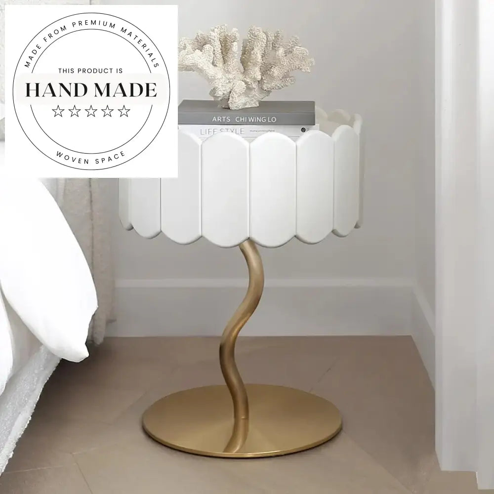 Modern French White Wooden Nightstand with Mirrored Drawer Bedside Table