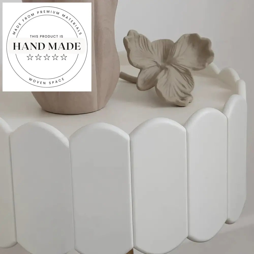 Modern French White Wooden Nightstand with Mirrored Drawer Bedside Table