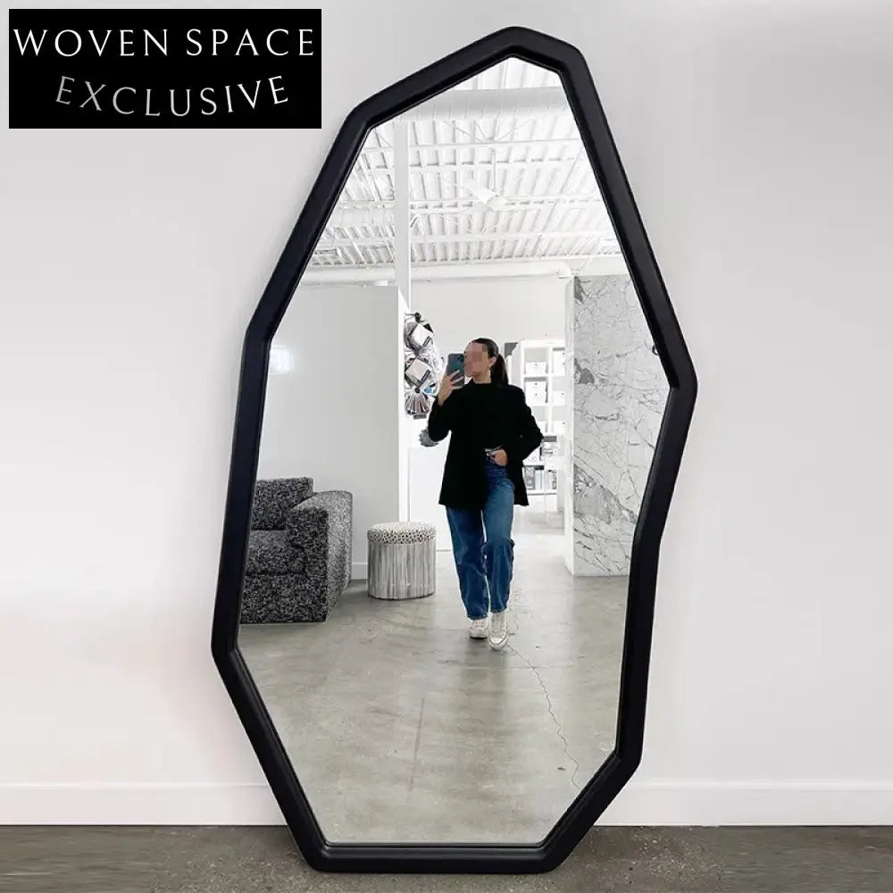 Modern Full Length Standing Mirror, Antique Wave Shaped Decorative Wall Mirror