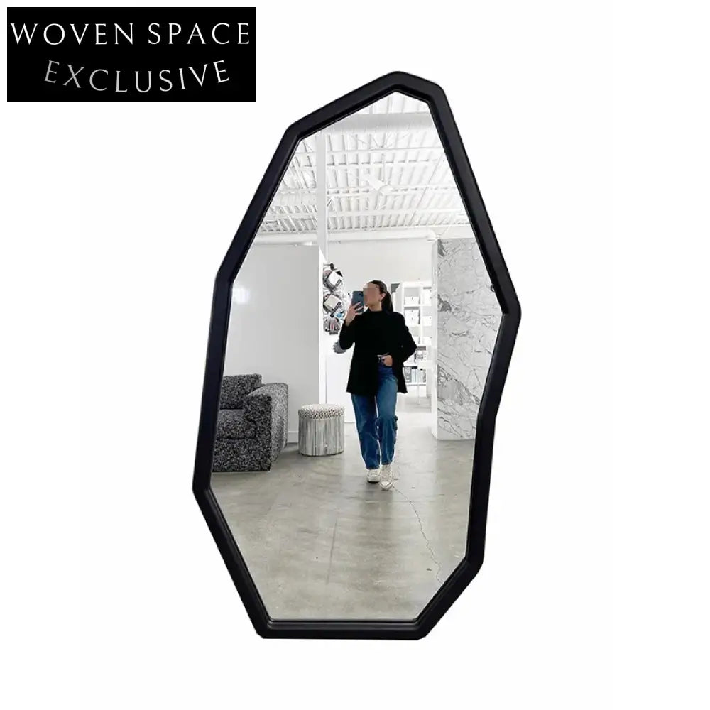 Modern Full Length Standing Mirror, Antique Wave Shaped Decorative Wall Mirror